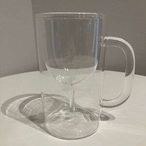 Fred And Friends 2009 Winestrin Clear Hand Blown Glass 6" Wine Glass Beer Mug